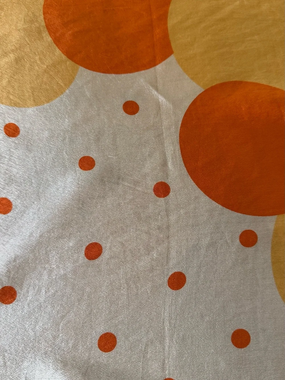 Vibrant Vintage Silk Orange & Cream Polka Dot Water Repellent Scarf